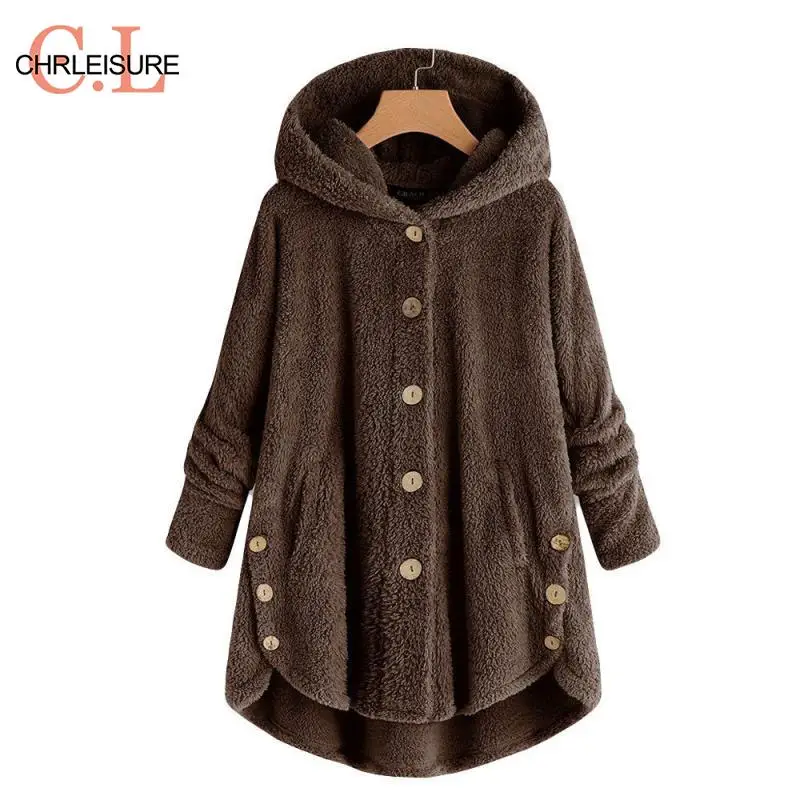 CHRLEISURE теплое зимнее пальто женское с капюшоном плюшевые осенняя верхняя одежда