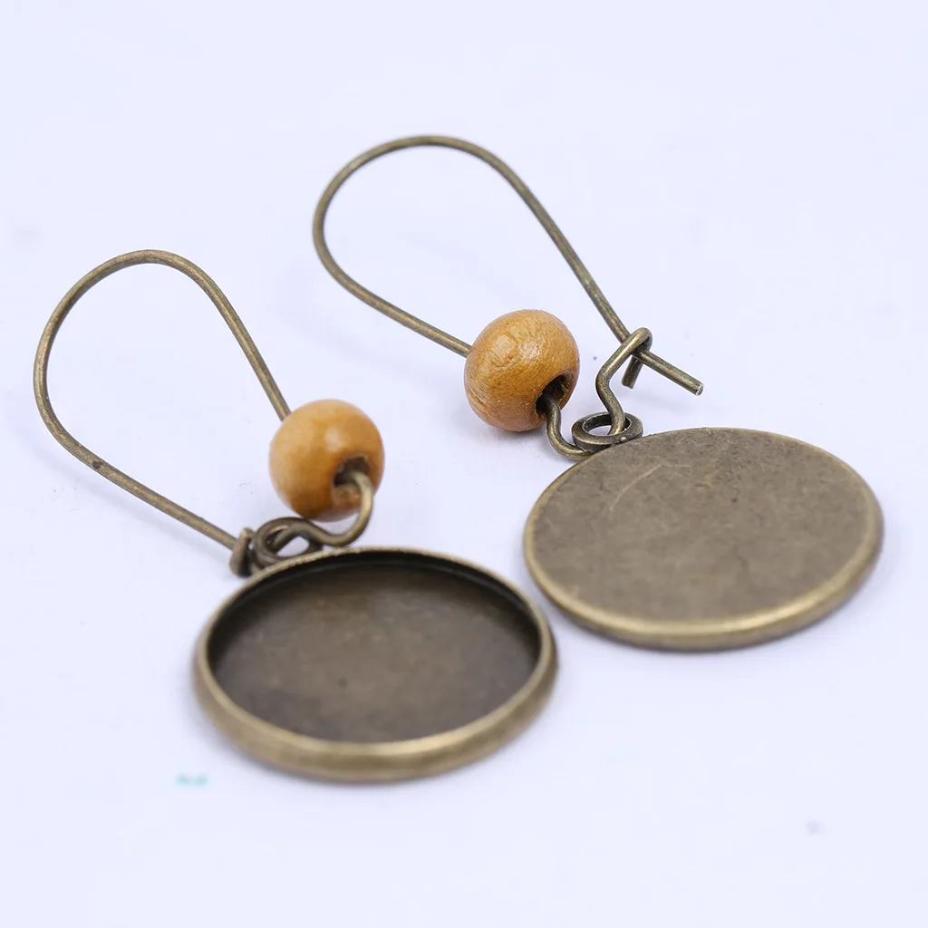 10 шт. античная бронза 18 мм круглый кабошон серьга мотаться База Установка