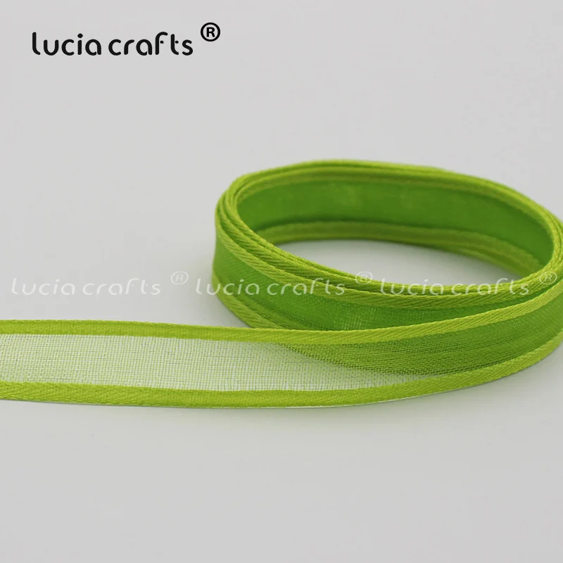 Lucia crafts разноцветные варианты 10 мм лента из органзы для одежды материалы DIY шитье и бант для волос аксессуары P0308 - Цвет: green 5y