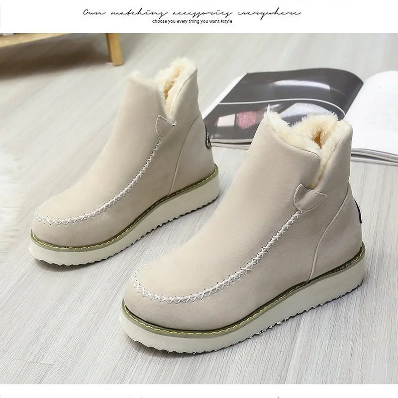 

Winter new women's thick-soled cotton boots solid color set feet warm short boots women's casual boots35-43