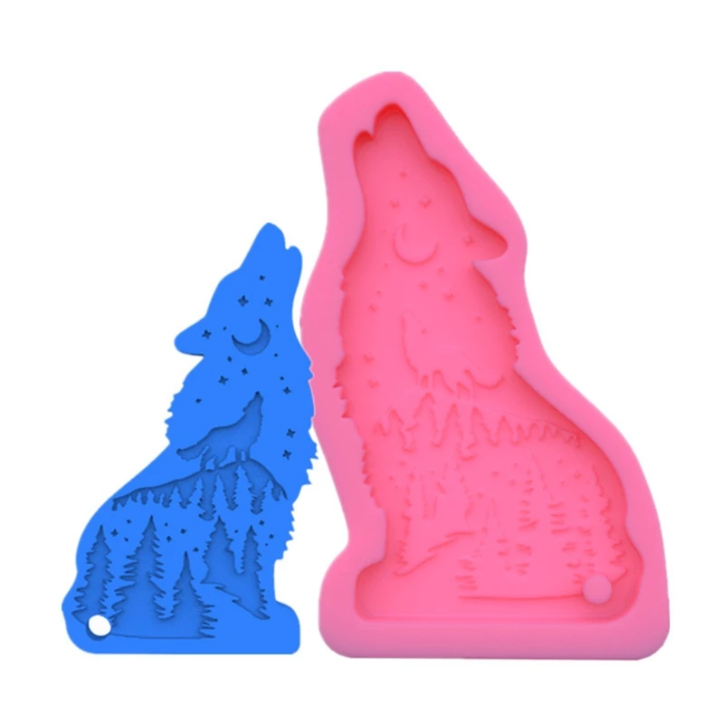 Блестящий брелок с волком эпоксидная смола форма ожерелье кулон силиконовая