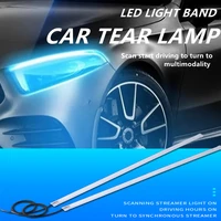 2pcs led drl turn signal light strip flexible waterproof auto headlight surface decorative lamp car daytime running lights 12v