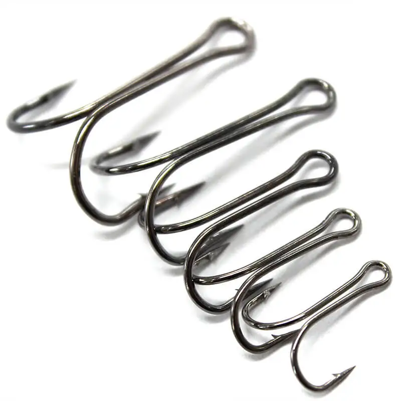 

50Pcs Treble Hooks Strong Sharp Double Fishing Hooks Set High Carbon Steel Hook Size 2 4 6 8 10 Triple Barbed Steel Fishhook
