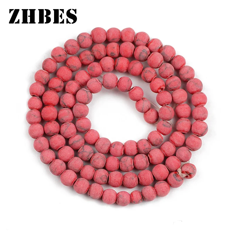 Matte Red turquesas Natural Stone 4 6 8 10 12MM Red Calaite Round Loose Beads For Jewelry Making Bracelets DIY Accessories