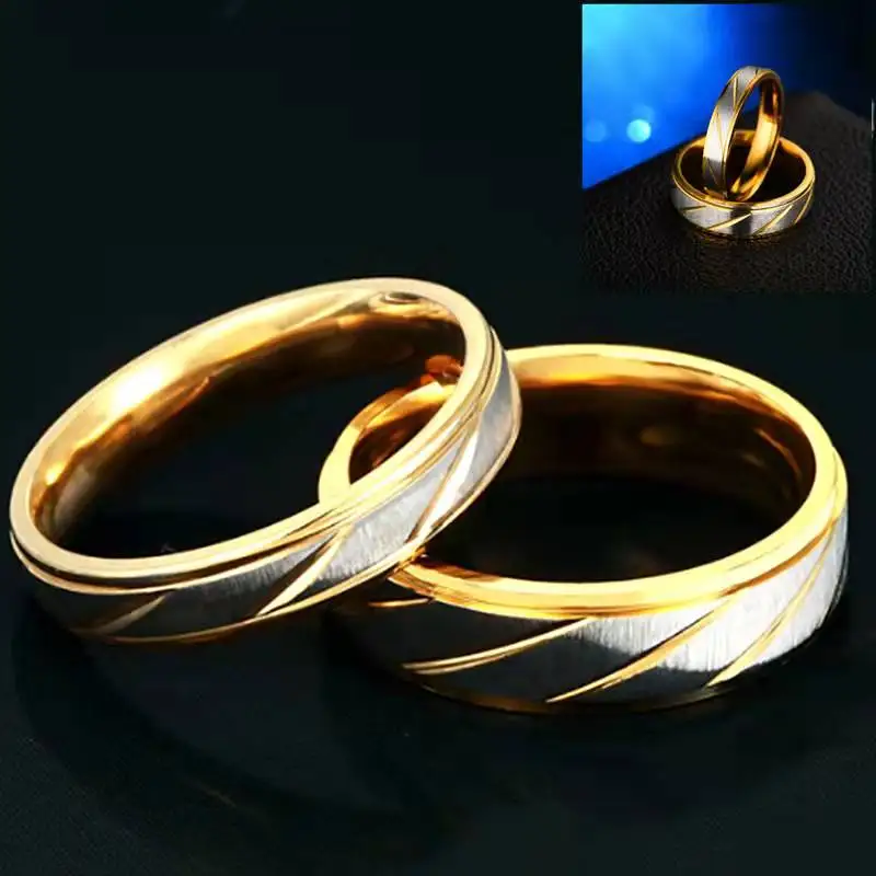 

2022 Trendy Men And Women Couple Simple Style Engagement Striped Ring Anniversary Gift Jewelry Accessories Anillos Mujer