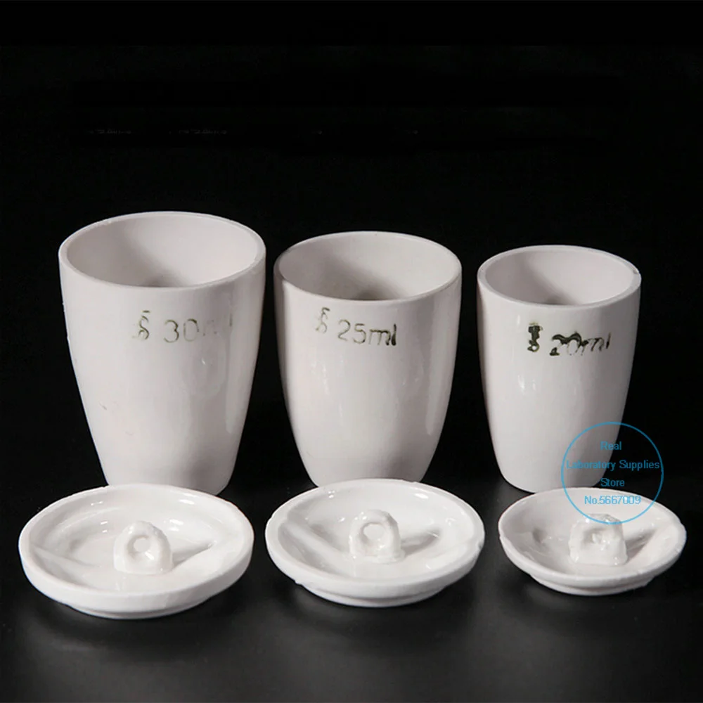 10pcs/lot lab 20ml 25ml 30ml Ceramic volatilizing crucible with cover for high temperature analysis | Канцтовары для офиса и