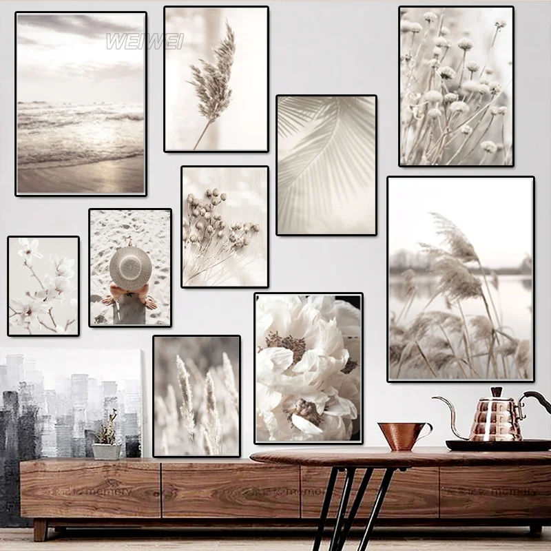 

Flower Poster and Print Hd Picture Pastel Pepere Grass Beach Canvas Painting for Home Living Room Art Decoration