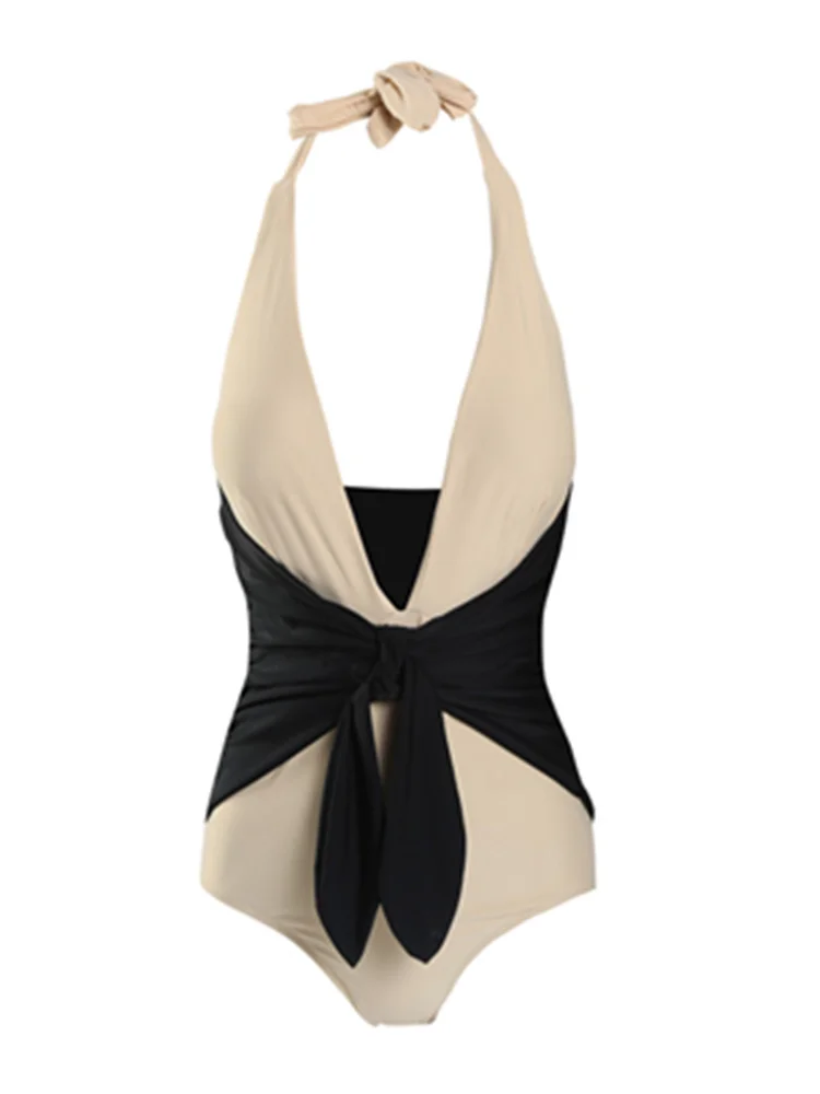 

Korean retro triangle one-piece bikini sexy vacation swimsuit women