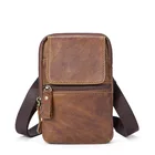 Сумка-мессенджер мужская из натуральной кожи, темно-коричневая, 2020