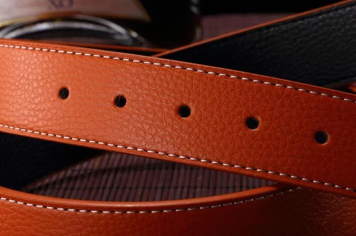 Роскошный мужской ремень из натуральной кожи с пряжкой гладкий двусторонний