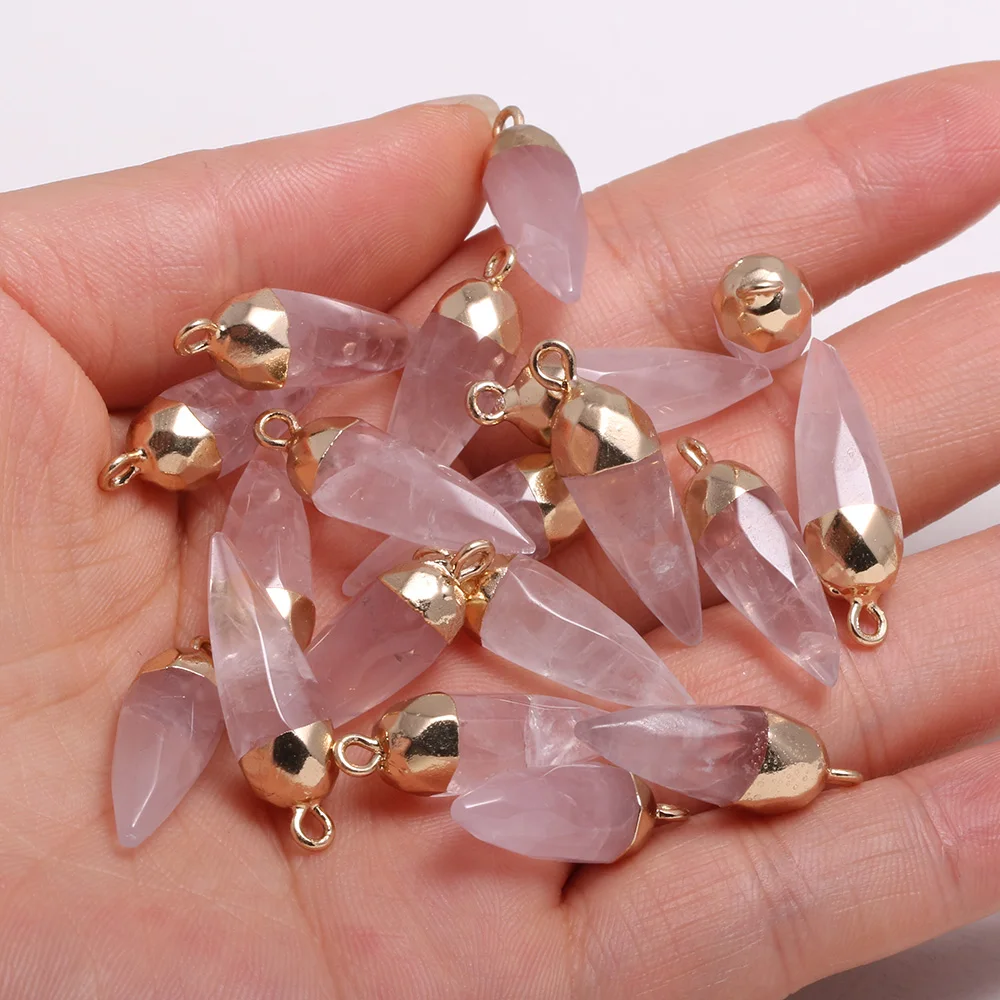 Aliexpress - 1pcs Natural Stone Crystal Faceted Rose Quartzs Pendant For DIY Jewelry Making Necklace Accessories Women Gift Size 13x26mm