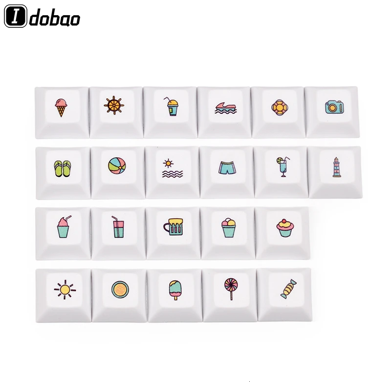 IDOBAO 22 ключа Серый Белый 1u Dsa Keycaps краситель Sub PBT персональный художественный узор