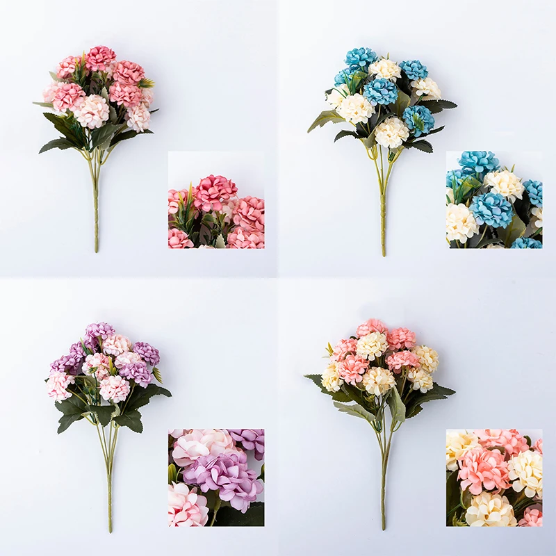 

Hydrangea Artificial Silk Flowers Bridal hand Bouquet Fake Flowers For Wedding Home Party Decoration Artificial Photo Props