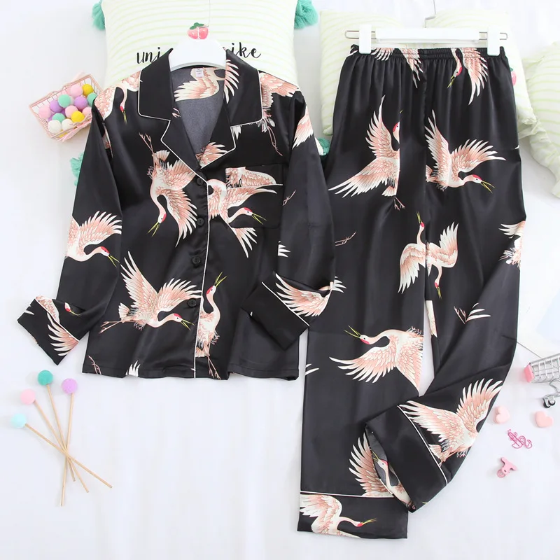 Нижнее белье Fiklyc весенние женские пижамные комплекты из двух предметов атласные