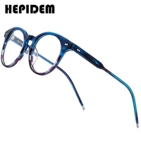 hepidem acetate optical glasses frame women 2020 new vintage round eyeglasses men myopia prescription spectacles eyewear 9127