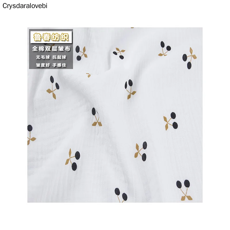 

200x135cm Fabric Drape Cotton and Linen Double Gauze Crepe Baby Clothes Fabric Ladies Skirt Sleepwear Fabrics Cherry