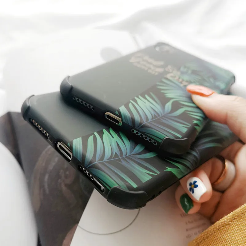 KJOEW комбинированный чехол для телефона с тропическим листом iPhone 11 Pro XS Max XR X буквы