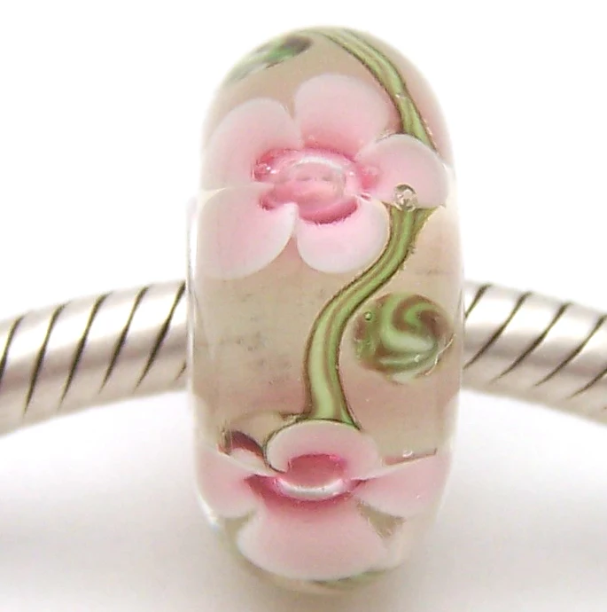 

PJG1166 100% S925 Sterling Silver Beads Murano Glass beads Fit European Charms Bracelet charms diy jewelry Lampwork GlassBeads