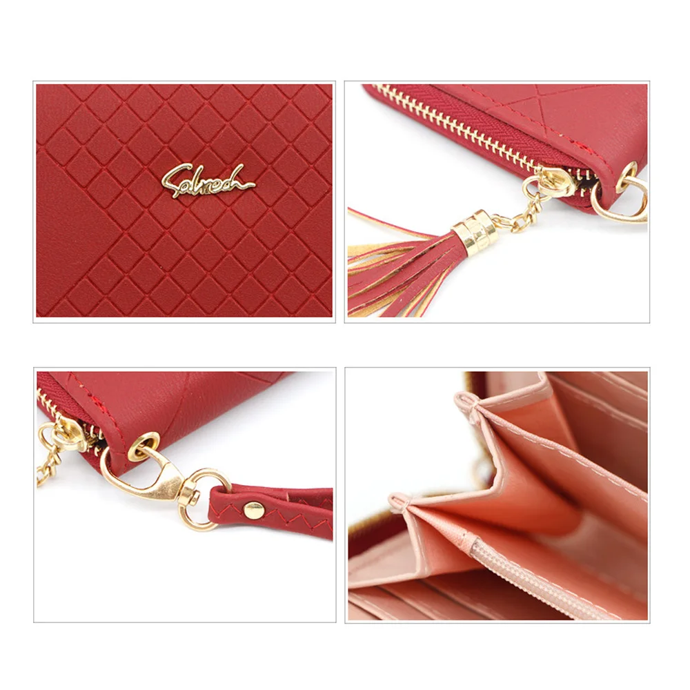 Женский клетчатый кошелек длинный вместительный клатч на молнии с отделением