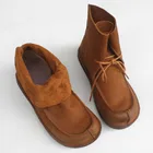 Женские ботинки из натуральной кожи, ботильоны на шнуровке, обувь с резиновой подошвой на плоской подошве, осенние ботинки, 2020