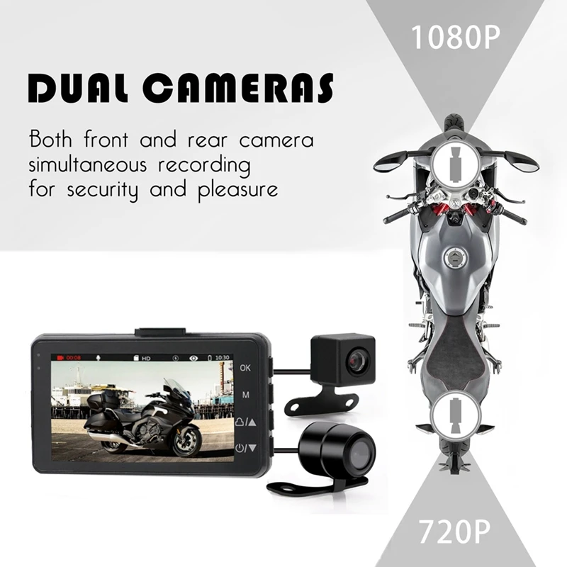 3 дюймов 1080P HD мотоцикл Камера DVR мотор Dash Cam с Специальная двойная трек спереди