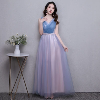 Элегантные платья невесты Гость Свадебная вечеринка Junior с плеча Выпускной синий