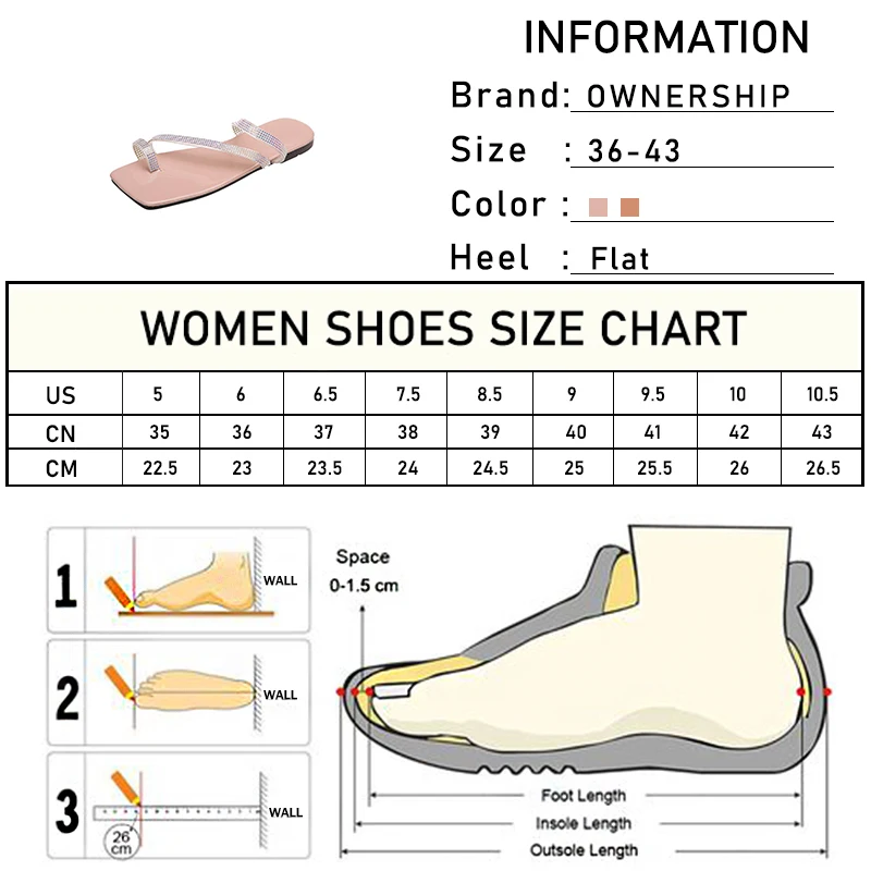 

Women Bling Crystal Slippers Woman Summer Beach Flats Female Casual Flip Flops Ladies Big Size Shoes Square Toe Footwear 43