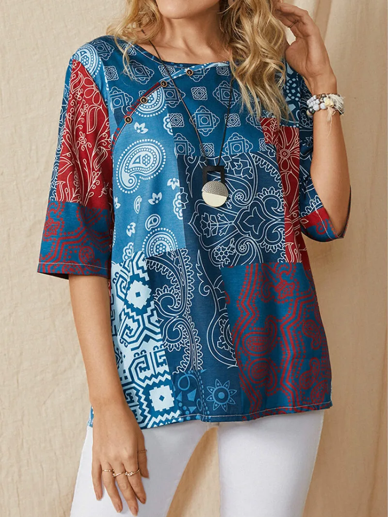 

Chiffon T-Shirt Plus Size Ladies Printed Loose Casual Round Neck Crop Top British Summer Female Tops Club Kawaii Streetwear