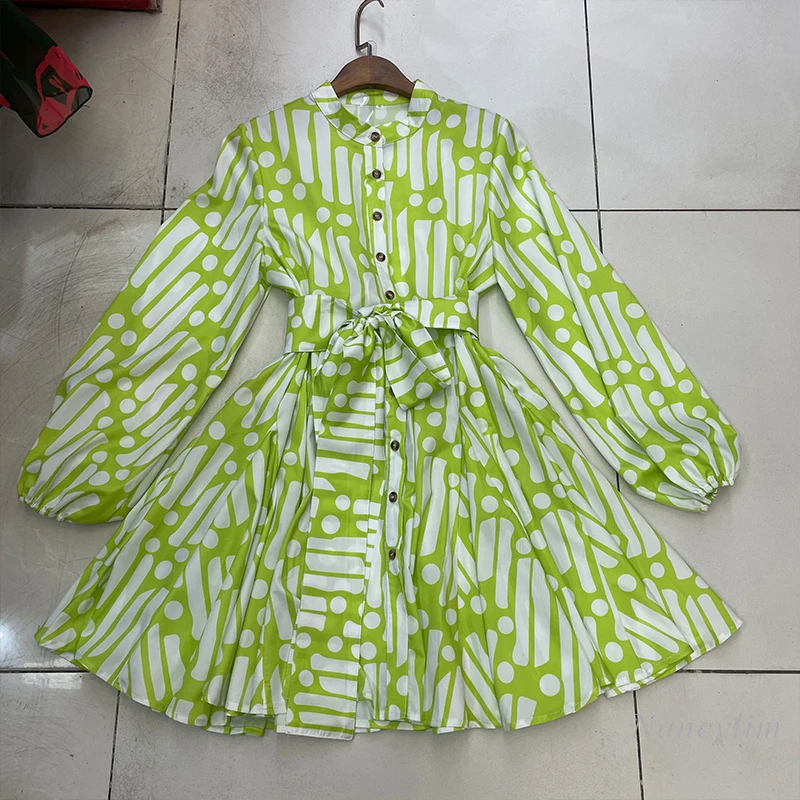 

2021 Spring Dress for Woman New Japanese Style Elegant Large Swing Lace-up Waist Mini Dresses Lady Long Sleeve Vestidos