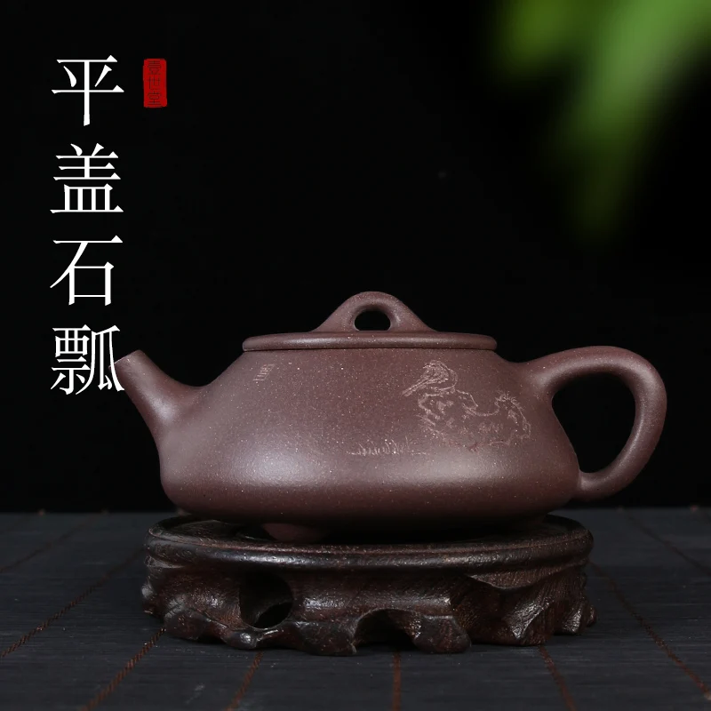 

★yixing flat cover stone gourd ladle are recommended master masters all hand authentic undressed ore purple clay teapots