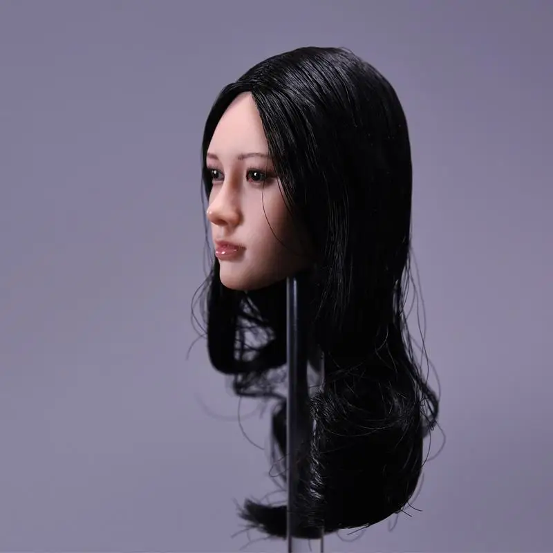 

1/6 Asian Beauty Female Black Long Hair Head Sculpt For 12'' Suntan Bodies