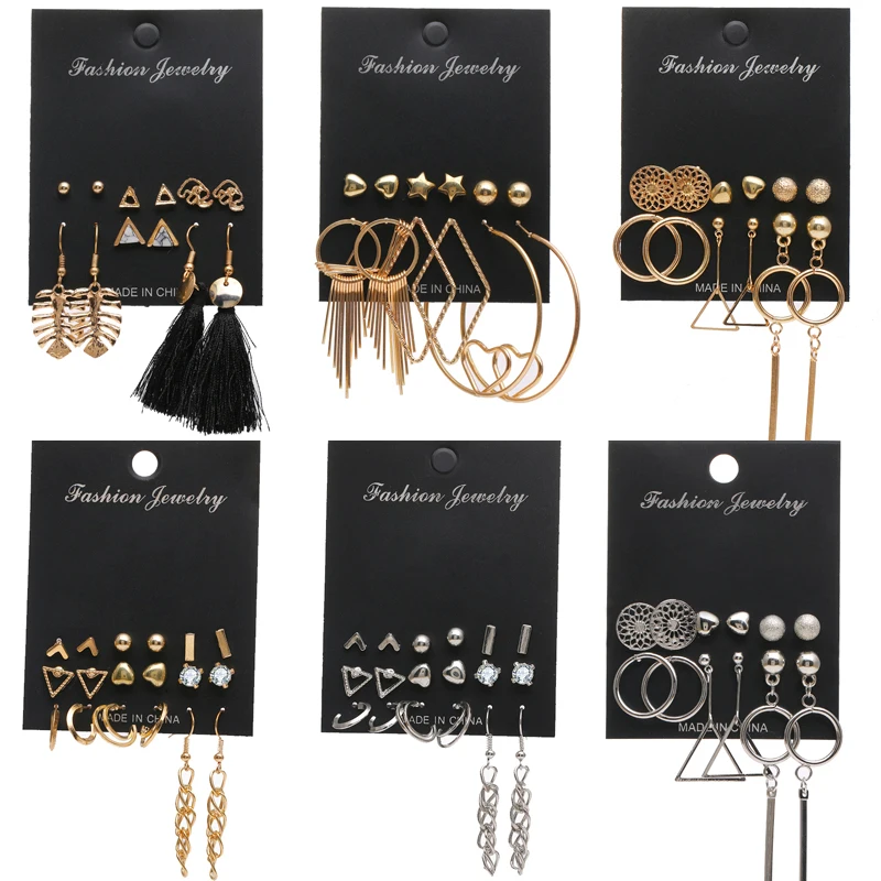 17IF серьги женские винтажные необычные кисточки круглые геометрия сережки