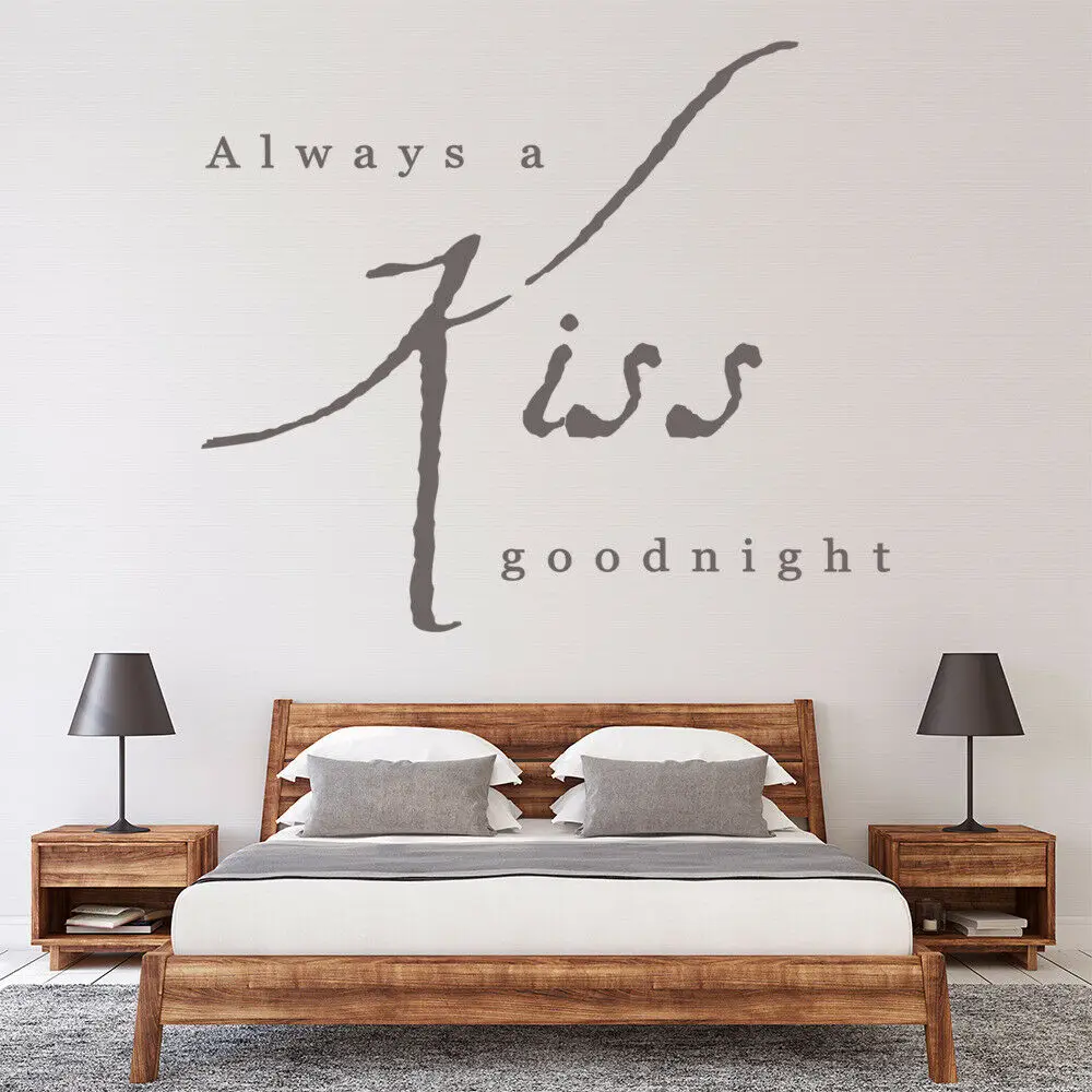 Love Quote Wall Decal Always A Kiss Good Night Art Lettering Window Vinyl Sticker Romantic Bedroom Creative Home Decoration Q020 | Дом и сад