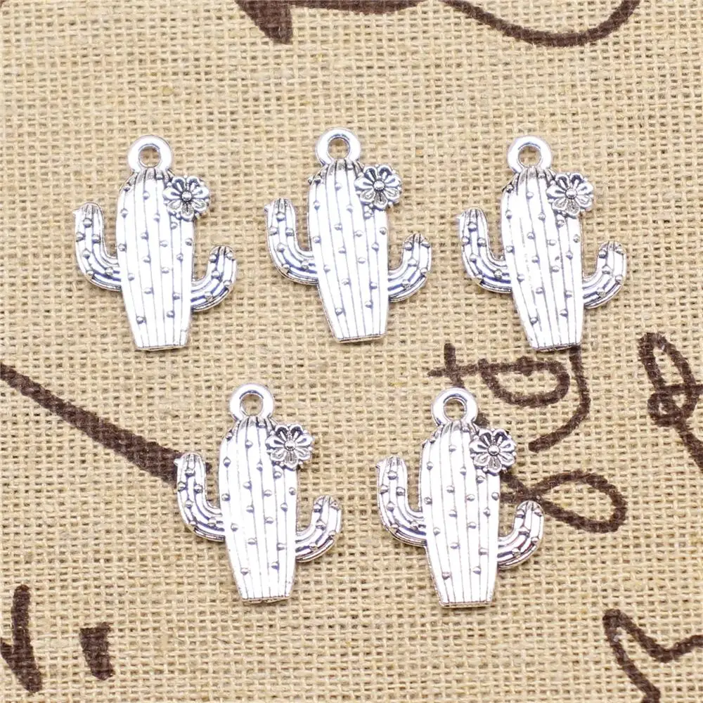 

Designer Charms DIY 10pcs 20x14mm Antique Silver Color Cactus Charms