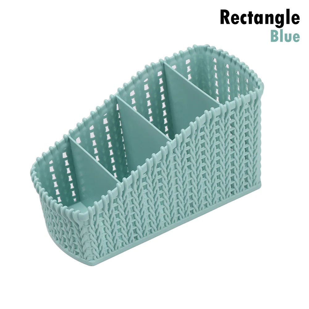 Rectangle Blue 4 вида красочных шестигранных ручек для дома и офиса, держатель для карандашей и ручек для хранения косметики, коробка для хранения косметики, ящик для стола, Органайзер - Цвет: Rectangle Blue