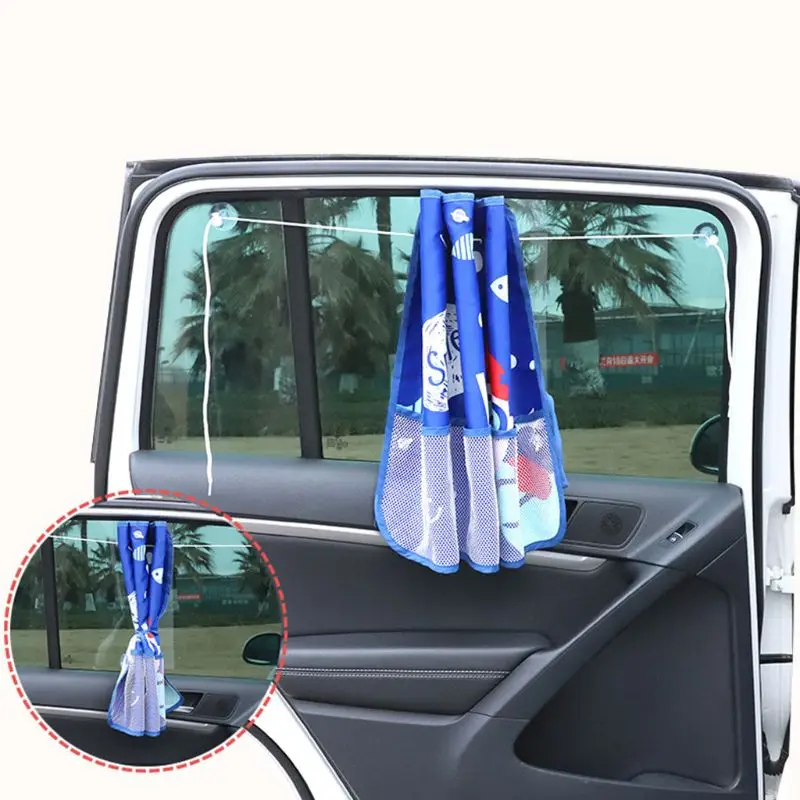 

P15C Car Sun Visors Kids Cartoon Printing Sunscreen Curtain Windshield Storage Bag