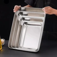stainless steel food trays rectangle barbecue fruit bread storage plate kitchen steamed deep pans dish bakeware baking tools
