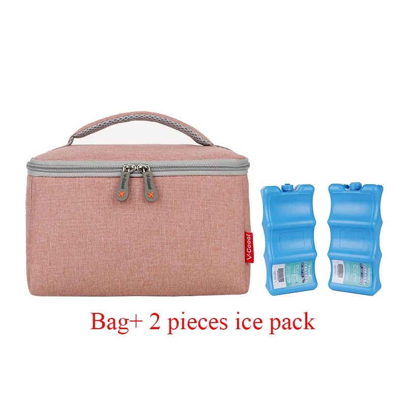 pink and 2 ice pack V-Coool простая изолированная сумка для детской бутылочки держатель для хранения молока свежего хранения Ланч-бокс Водонепроницаемая термо сумка-холодильник сумки DEO - Цвет: pink and 2 ice pack