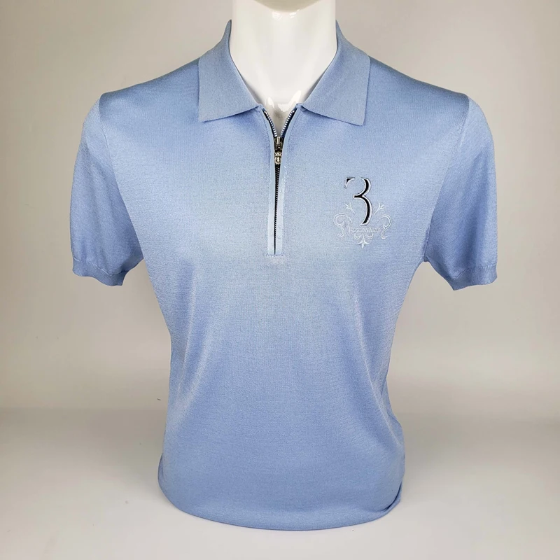 Billionaire Polo shirt men's silk Genuine Leather 2020 summer new zipper breathable high quality big England L-4XL free shipping | Мужская