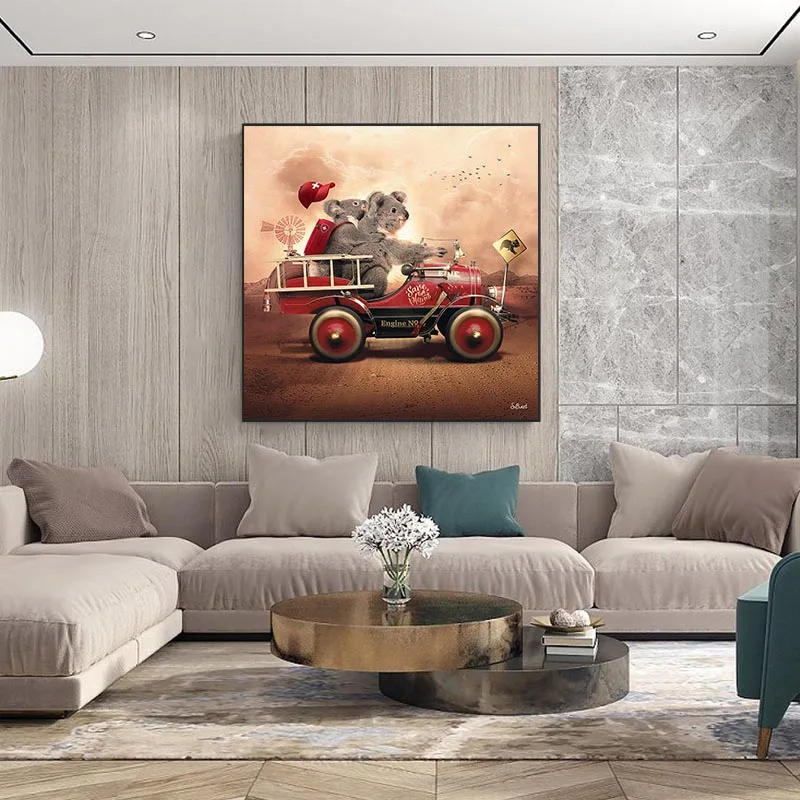 Мультфильм коала вождение в Приключения скандинавские плакаты и принты