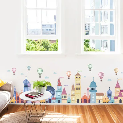

Cartoon Castle Kickline Wall Sticker Self-adhesive Kids Room Bedroom Wall Decoration Corridor Kindergarten Layout Stickers