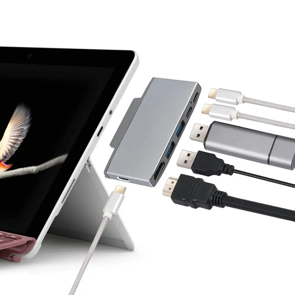 6 в 1 для Microsoft Surface Go USB C HDMI совместимый адаптер с 2 портами 3 0 60W доставка питания