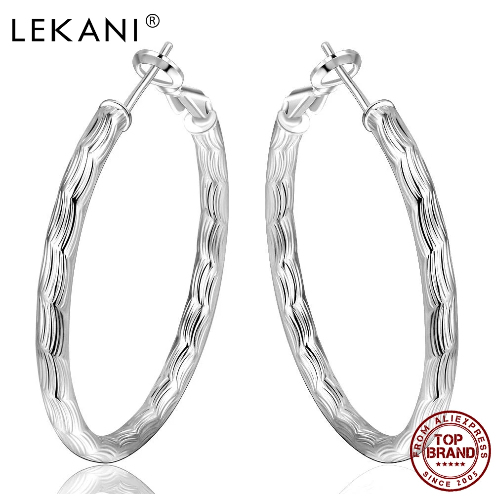 

LEKANI Fashion Silver Plated Earrings Creative Round Earrings For Women Delicate Romantic Wedding Party Jewelry Hot Gift 2021