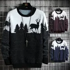 Мужской свитер с оленем, новый популярный стильный Рождественский свитер, свободный свитер с темой hombr, красивая Мужская одежда, разные цвета на выбор
