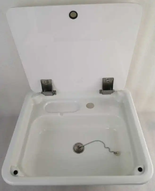 Without Faucet Лодка Караван RV Кемпер белая акриловая раковина с крышкой Топ 445*400*145 мм GR-Y009A - Цвет: Without Faucet