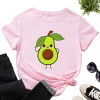 cute avocado fruit printed graphic tee for women woman cotton print t shirts short sleeve crew neck summer tops female clothes