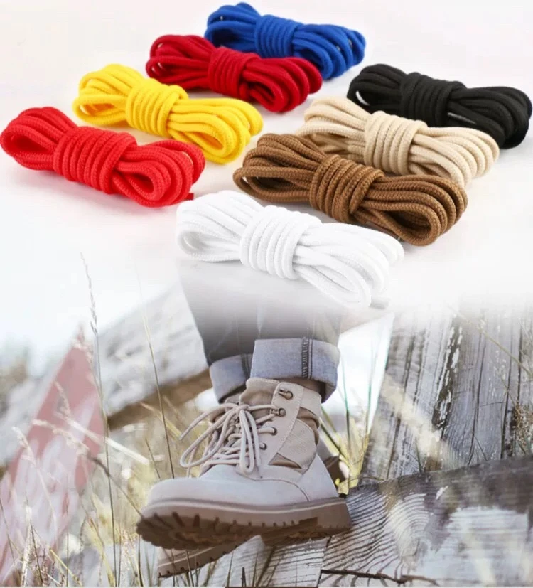 1Pair Round Solid Shoelaces Top Quality Polyester Shoes Lace Solid Classic Round Shoelace Sneakers Boots Shoes String YD-1