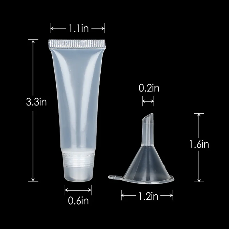 

50Pcs 10ml Empty Lip Glosses Tubes Empty Lip Balm Tubes for DIY Lip Glosses Balm with 2pcs Funnels STTX889