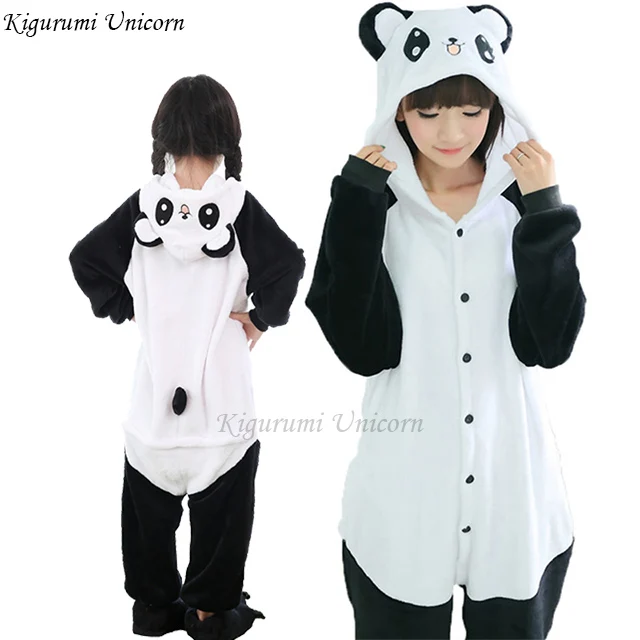 panda2 Женские пижамы кигуруми с единорогом для взрослых и детей; зимняя Пижама с животными; комбинезон; женская пижама для косплея; домашняя одежда - Цвет: panda2