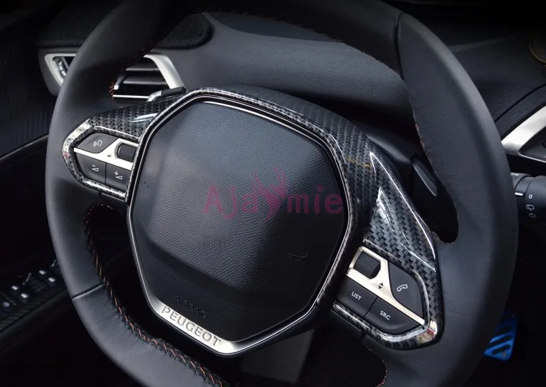 Для Peugeot 3008 2017 2018 внутренняя цветная оплетка рулевого колеса из углеродного